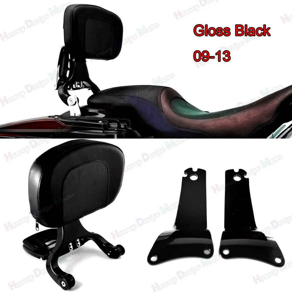 Черный глянец фиксированное Крепление и спинка водителя для Harley Touring Street Glide FLHX FLHR