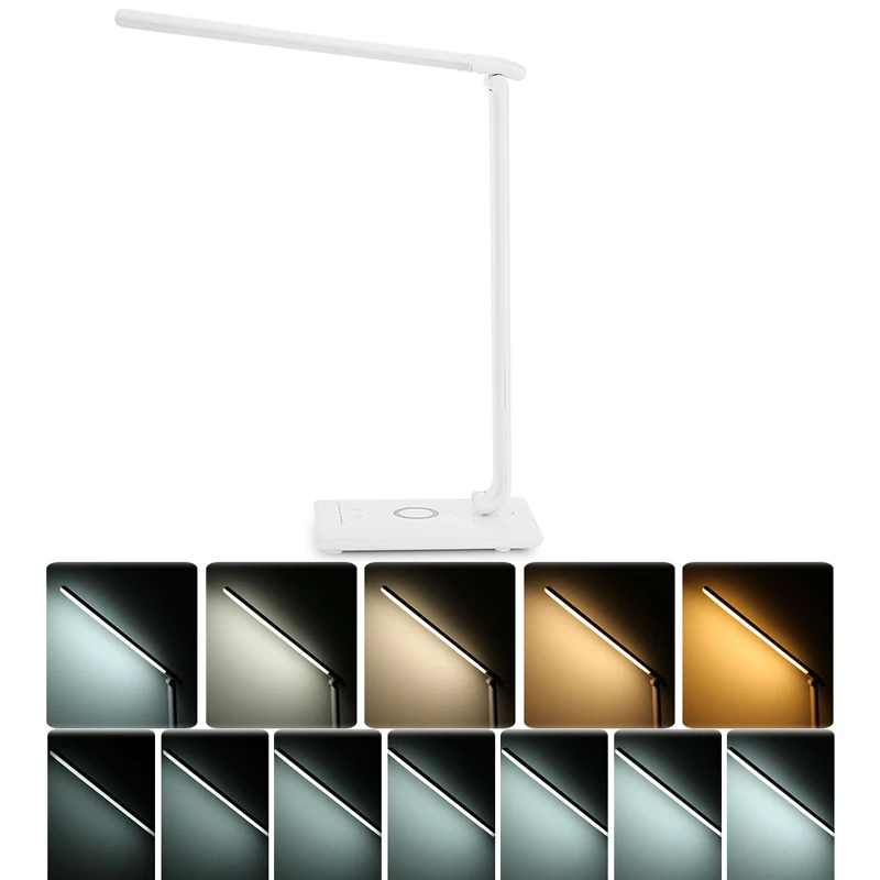 

LED Desk Lamp Foldable Dimmable Rotatable Eye Care LED Touch-Sensitive Controller USB Charging Port Table Lamp for Study EU Plug