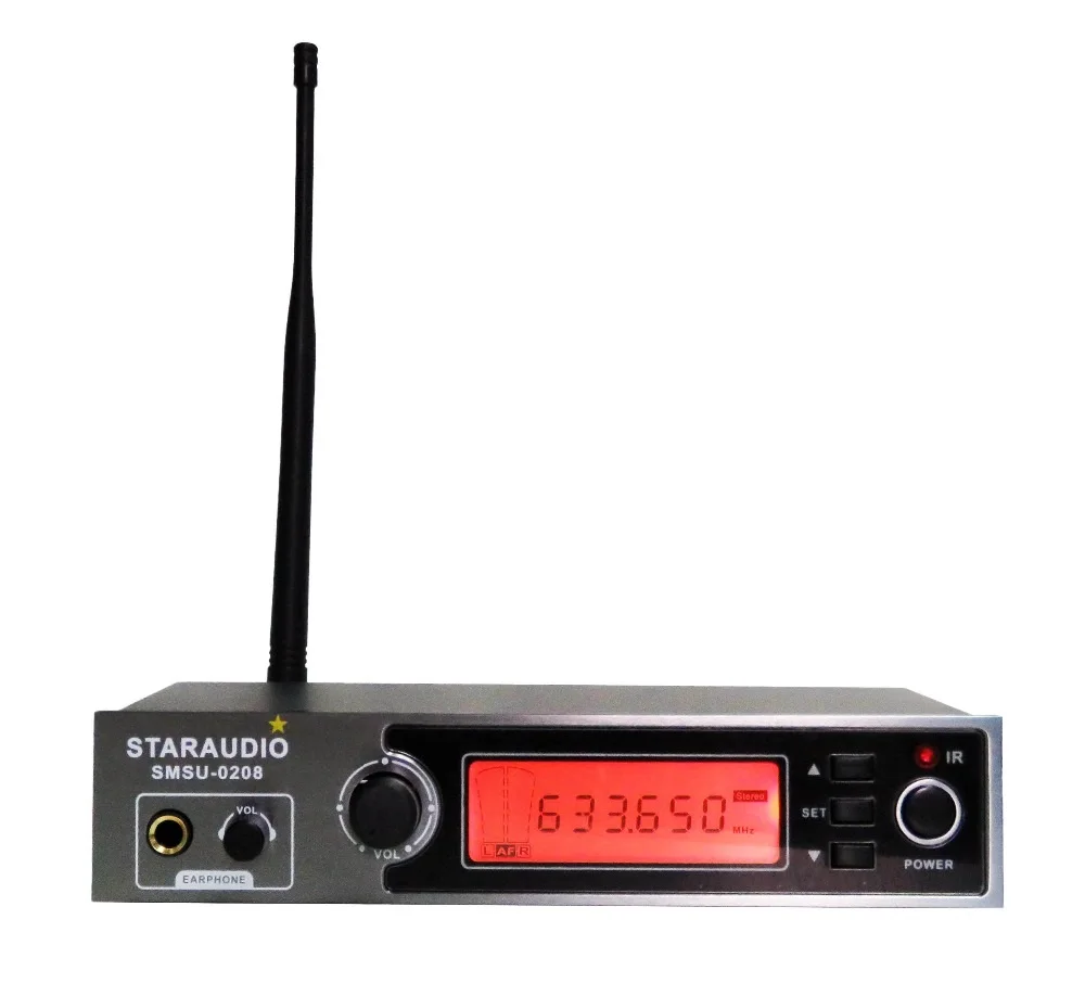 Staraudio المرحلة برو uhf ir نظام رصد الصوت اللاسلكي bodypack الأذن ستيريو SMSU-0208