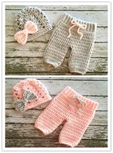 2colors 2pcs hat with Pants warmer Solid New Clothes for baby set Toddlers handmade newborn infant photography props