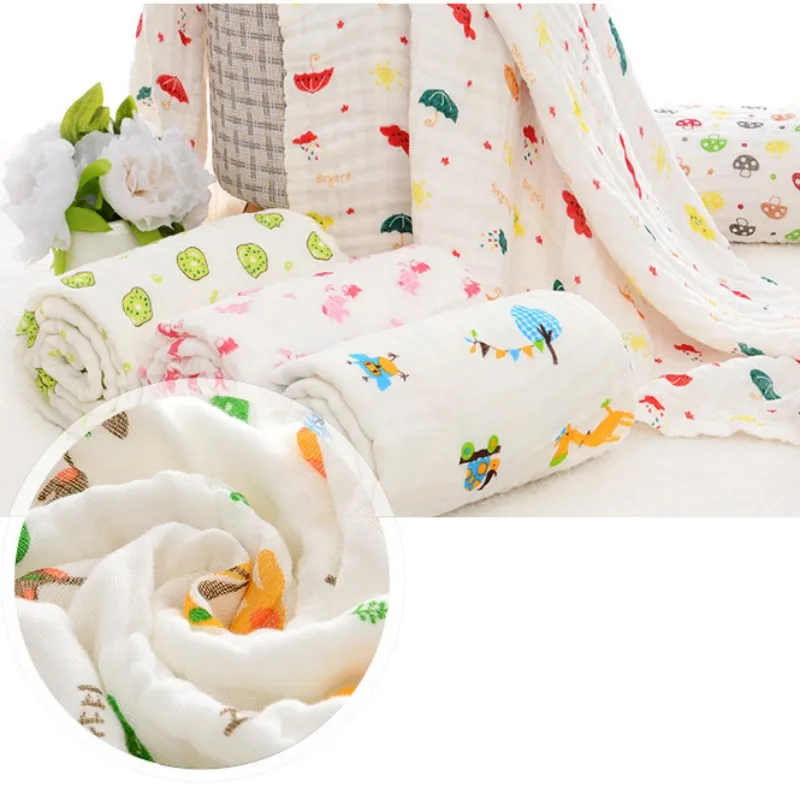 110x110cm Summer Cool Baby Bath Towel Soft Swaddling Blanket Newborn Infant Gauze Swaddle Towel Breathable Baby Stuff