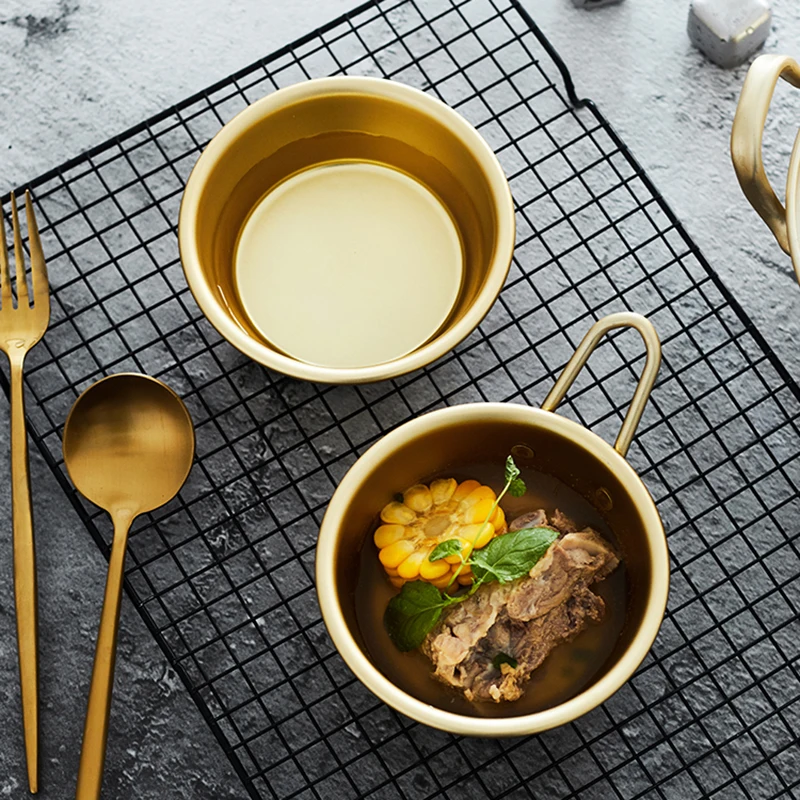 

Unibird Gold Plated Stainless Steel Soup Bowl Salad Noodle Rice Bowl 300ml Breakfast Tableware Dinnerware