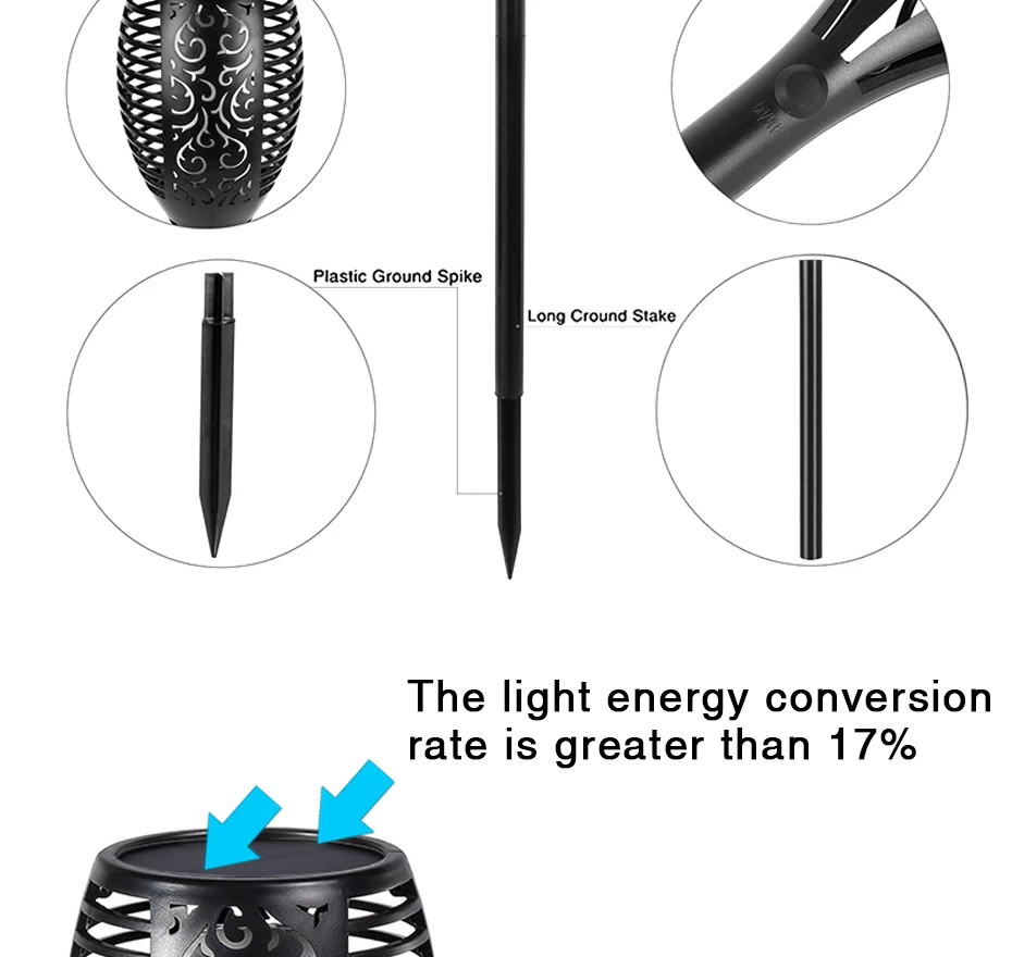 Tochas de Iluminação ao ar Livre para Jardim Movido a Energia Solar da Lâmpada de Rua Solar Luz Bruxuleante Chamas Tiki Quintal Caminho Luzes 2 Pcs 96 Led 12 Chamas Tiki Tochas de Iluminação Ao Ar