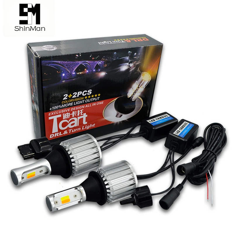 Shinman 2 шт. Dual Цвет горки LED DRL сигнал поворота светильник 30 Вт cob drl для Honda FIt