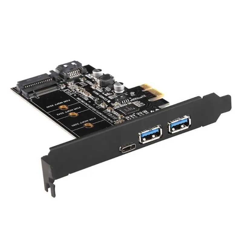 Двойной USB3.0 1 порт Тип-c M.2 Адаптерная плата PCIe M2 SSD SATA B Ключ к PCI-e 3,0 конвертер контроллера карты для 2280 2260 2242 2230 NGFF