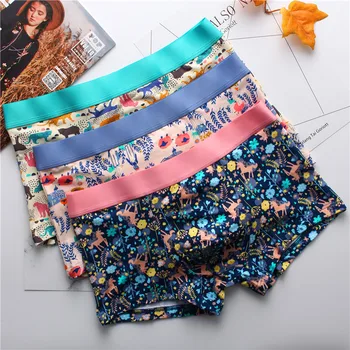 

3 Pieces Printing Sexy Men's Underwear Breathable Sweat Men's Boyshort Men's Sexy Underwear Calzoncillos Hombre Boxer Marca