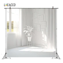 Laeacco Boudoir Pencere Beyaz Perde Sanat Çiçekler Pot Fotoğraf Arka Özelleştirilmiş Fotoğraf Arka Planında Fotoğraf Stüdyosu