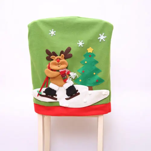 Новые Горячие Вечерние рождественские стол красный чехол Рождественская шапка Санта Клаус Снеговик декор в виде оленя ужин стул крышка - Цвет: Reindeer