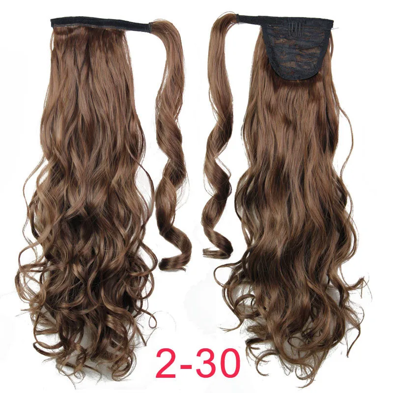 MSIWIGS False Hair Wrap On Magic Tape Synthetic Wavy Women's Ponytail Hairpieces Heat Resistant Natural Clip In Hair Extension