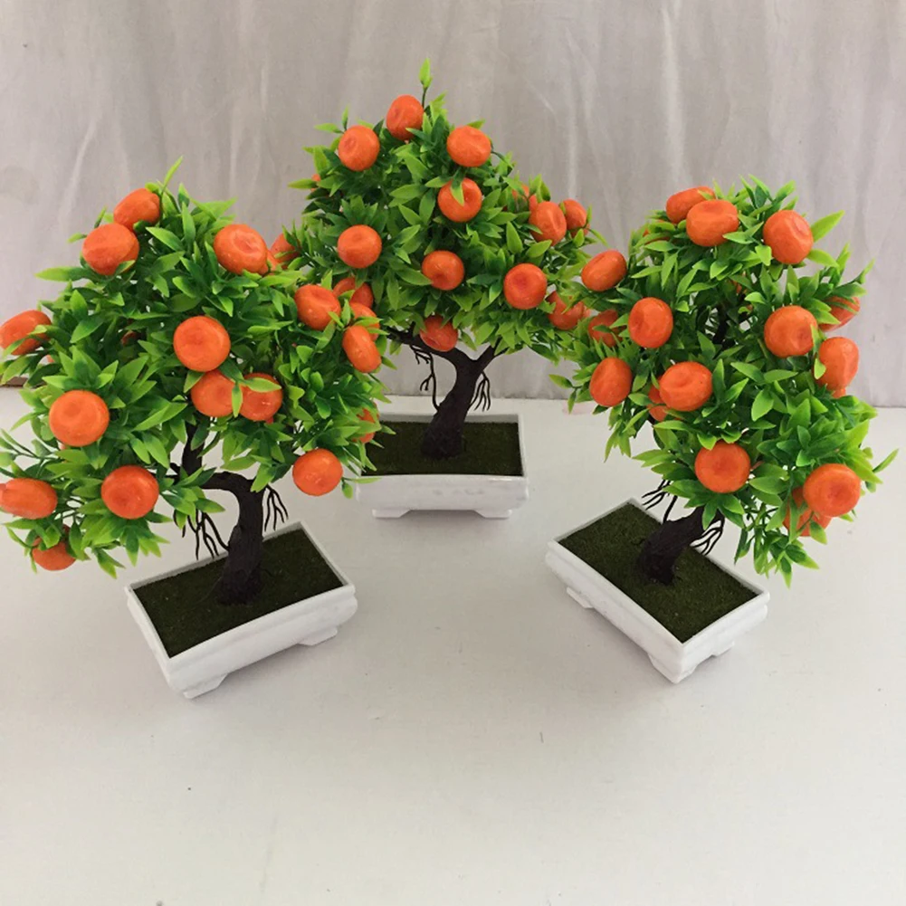 1 шт. искусственный апельсин дерево бонсай Горшечное растение пейзаж вечерние украшения для дома и сада