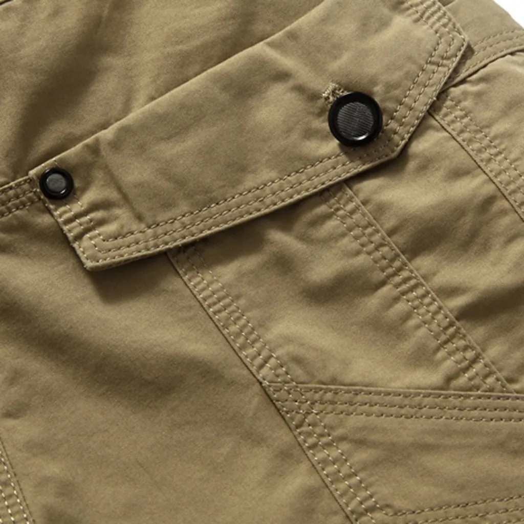 Mens Casual Spring Summer Solid Zipper Pocket Calf-Length Sports Pants Trousers