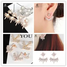 Oly2u трендовые CZ Кристальные геометрические серьги двухсторонние жемчужные серьги цветок повседневные Ювелирные серьги в подарок Brincos