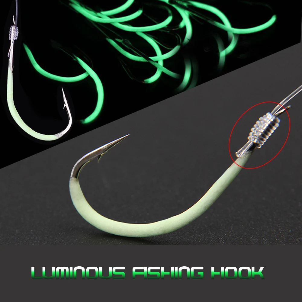 JACKFISH 12-18# 30pcs/Sets Luminous Fishing Hook with line Barbed Hooks fishing Tackle Accessories Steel fishing Hooks Pesca JACKFISH 12-18# 30pcs/Sets Luminous Fishing Hook with line Barbed Hooks fishing Tackle Accessories Steel fishing Hooks Pesca