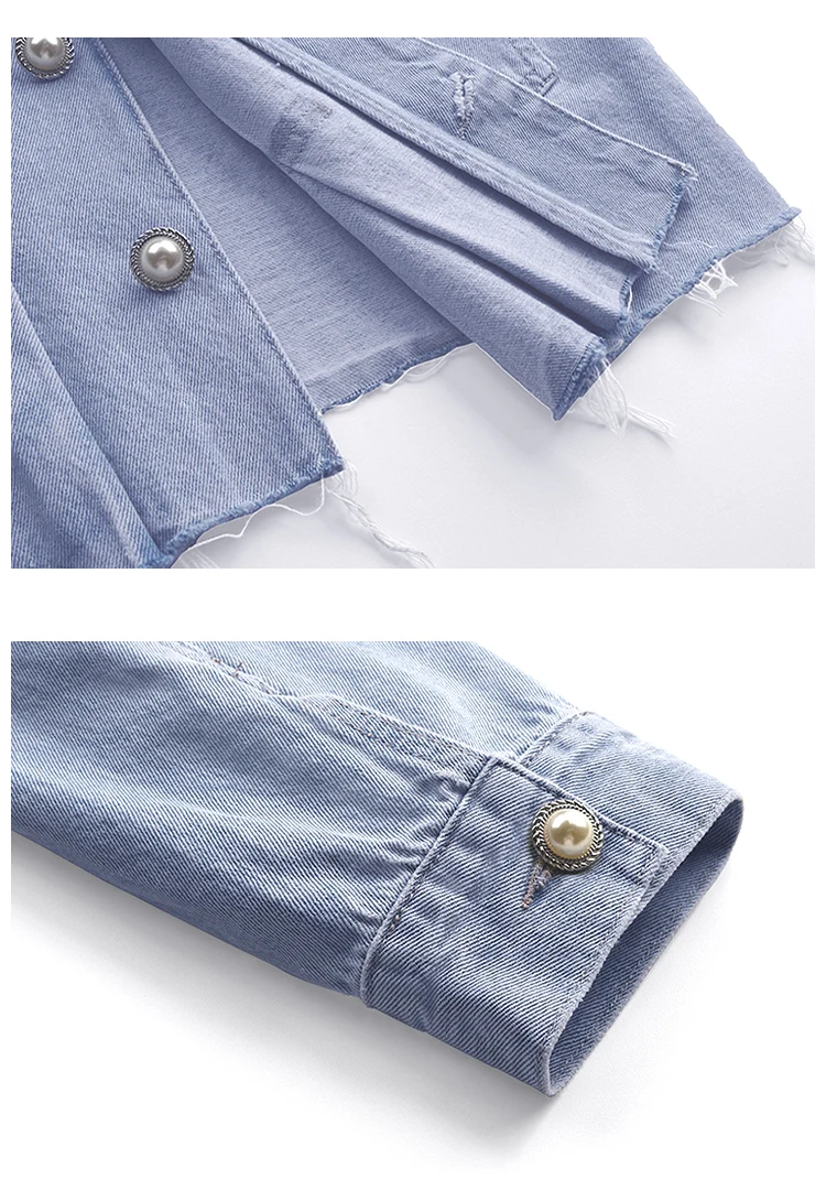 De Perle Coat Split Taille Pantalon 2018 longueur pant Turn down Ensemble Manteau Nouvelle Collier Denim Court Mis Mode Getsringwomen Pièces Sexy Veau Deux Haute tvAwBqxIF