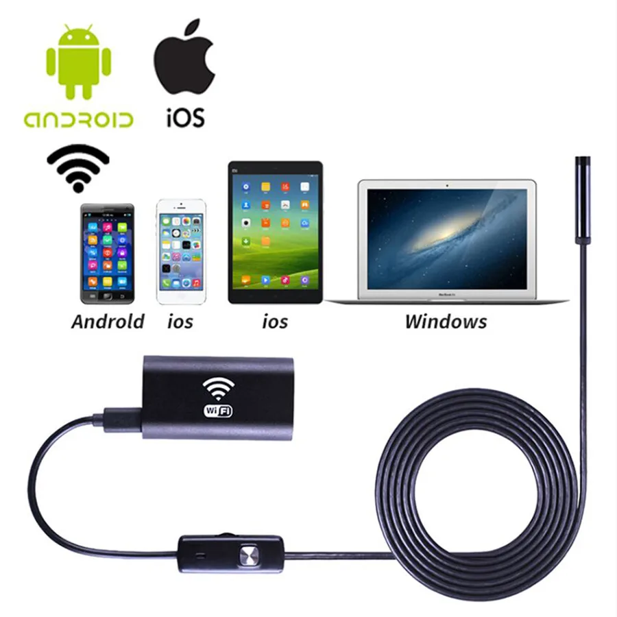 Wifi endoscope camera with Android and IOS 720p 6 LED 8mm Waterproof Inspection Borescope Tube