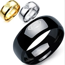 ULSLF 18K gold plated anti allergy New width 8mm men super men rings stainless steel women superman ring jewelry hot lslf227