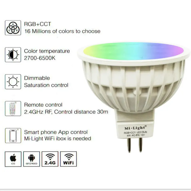 4W RGB+CCT MR16 GU10J