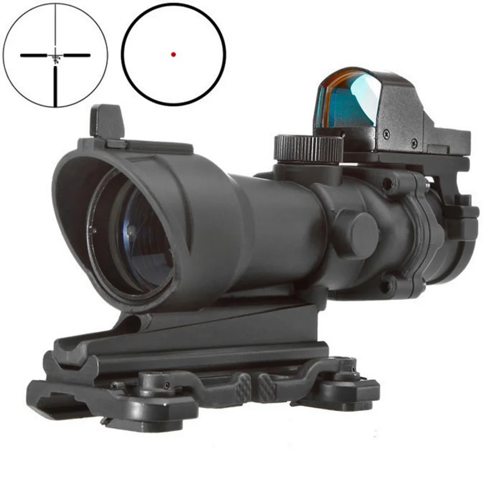 

Aim-O Tactical Reticle Scope ACOG 4X 32 Scope with QD Mount + Mini Red Dot Riflescope Collimator Sight AO5316 Hunting Optics