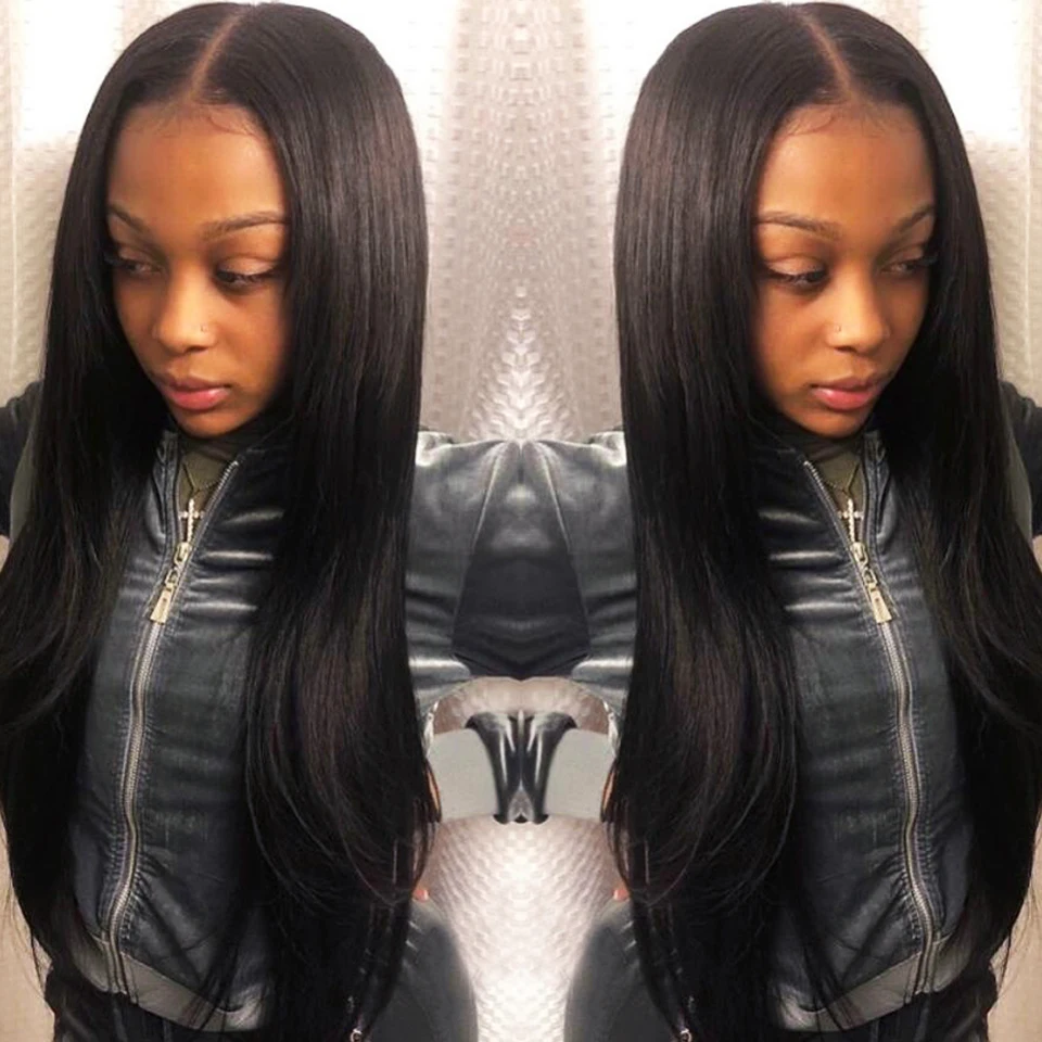 6inch Deep Part 360 Lace Frontal Human Hair Wigs 150% Pre Plucked Glueless Brazilian Remy With Baby Hair Silk Straight 360 Wigs