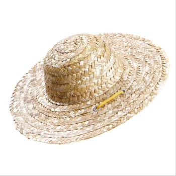

1pcs Pet Sun Hat Handcrafted Straw Woven Adjustable Pets Dog Puppy Caps Classic Solid Farmer Hat Pet Accessories