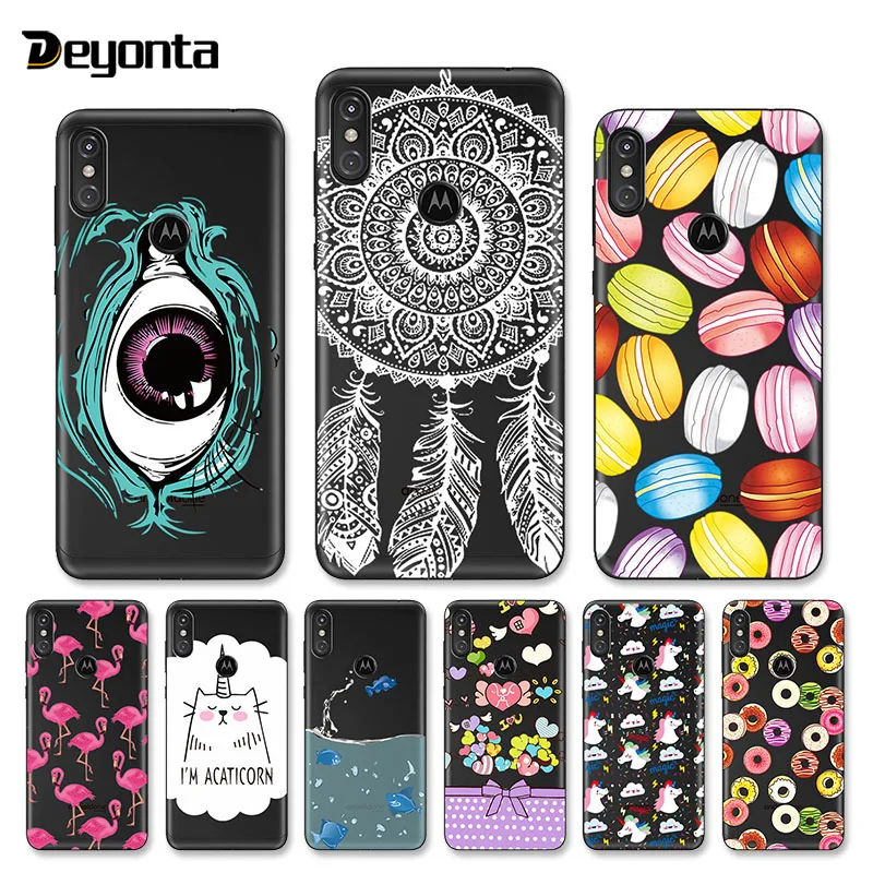 

Painted Case For Motorola One Power Cases Transparent Soft TPU Silicone Back Protective Cover For Moto P30 Note Play G7 Coque