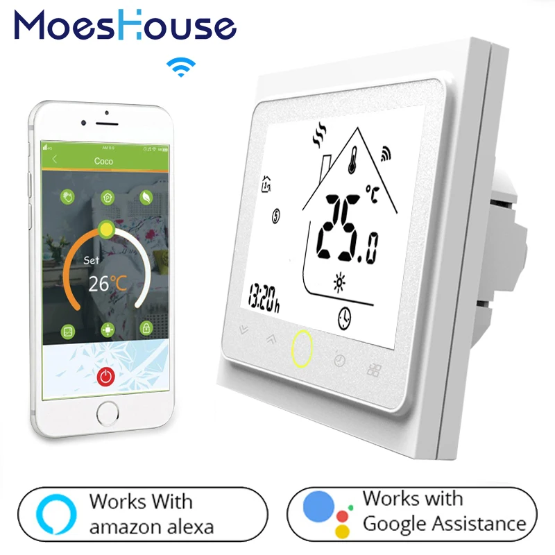 

WiFi Thermostat Temperature Controller LCD Touch Screen Backlight for Water floor Heating Works with Alexa Google Home 3A