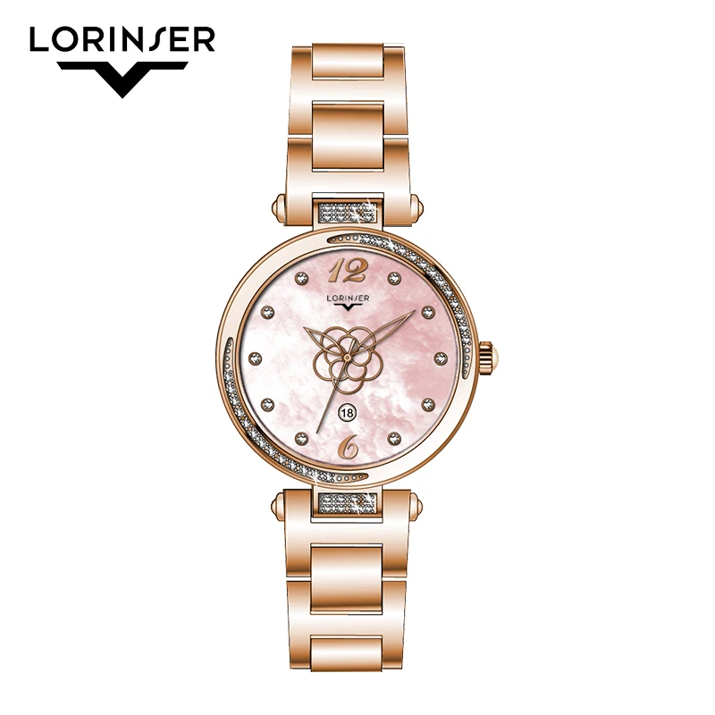 

Lorinser Flower Women Watch Fashion Luxury Ladies Watch Stainless Steel Quartz Clock Girls Rhinestone Wrist Watches Gift Female