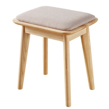 

Nordic All Solid Wood Makeup Stool Modern Minimalist Dressing Stool Furniture Bedroom Ash Wood Creative Soft Bag Stool