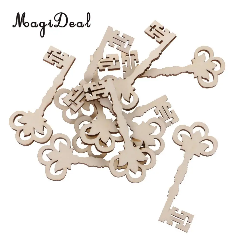 MagiDeal 10pcs/Lot Wooden Victorian Keys Embellishment Keys Cards Scrapbooks Crafts Wedding Christmas Trees Decorations