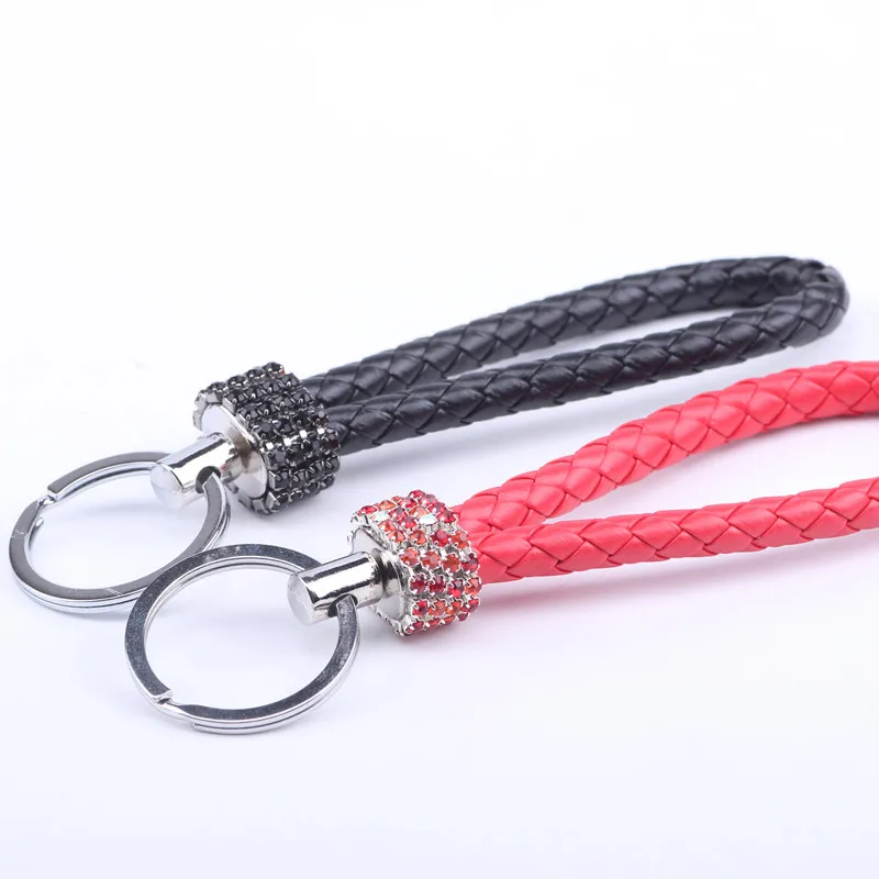 

EUBFREE mixed 20pcs 22Colors Double Loop Rhinestone Crystal keychain 2019 key chain purse messenger bag Car backpack pendant