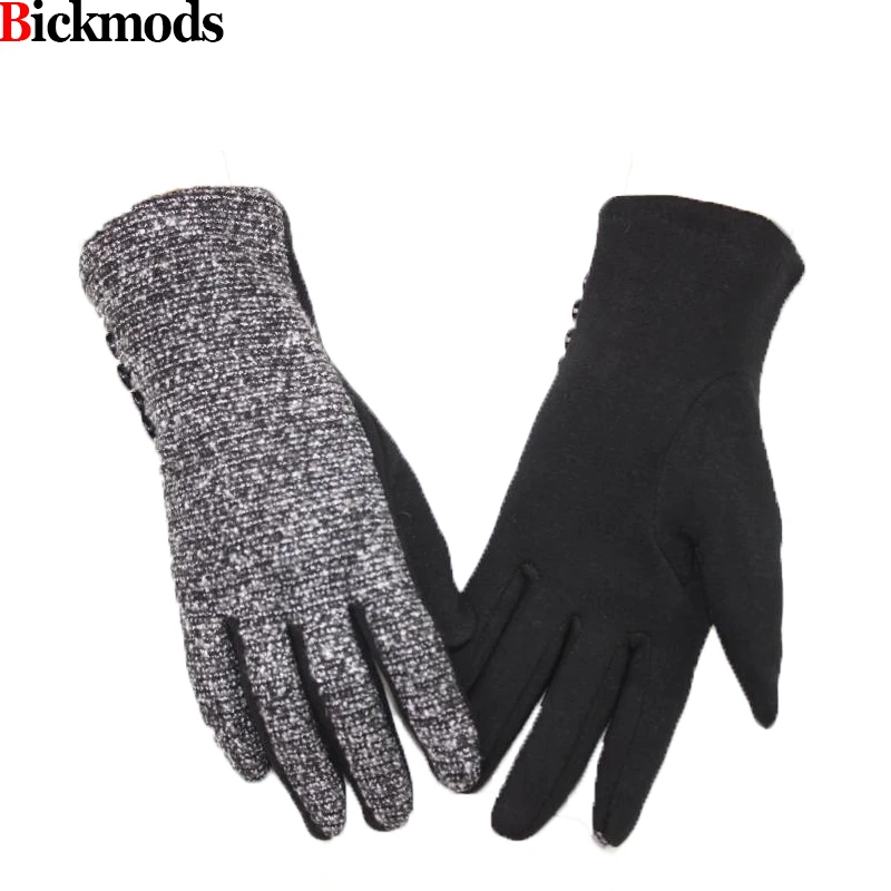 Новые Вязаные перчатки женские высокоэластичные хлопковые бархатные перчатки для ремонта рук на пуговицах Осенние теплые перчатки
