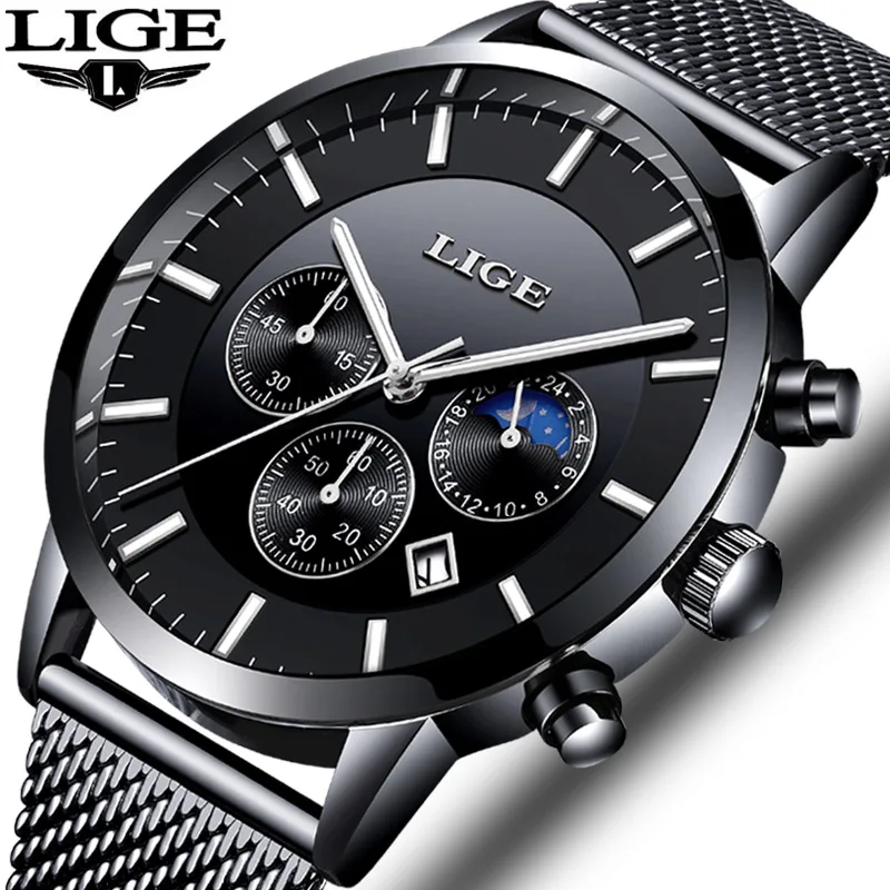 

Relogio Masculino New LIGE Mens Watches Top Brand Luxury Fashion Business Watch Mens Casual Waterproof Sports Quartz Wirstwatch