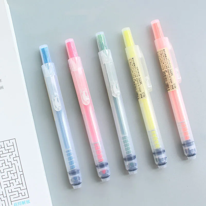 

1PC MUJI Replaceable refill Highlighter Pen Fluorescent Cute Kawaii Color for school marker pen Press Japanese Stationery