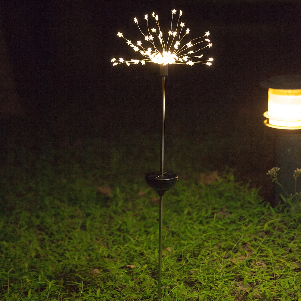 Солнечный 90 светодиодный s Starburst фейерверк светодиодный светильник-гирлянда снежинки/звезда в форме медной проволоки сказочная Гирлянда для рождества на открытом воздухе