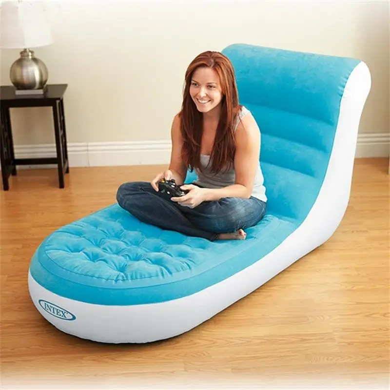 

High-grade Flocking Single Back Inflatable Sofa Bed Lazy Inflatable Sofa Lounger In Sleeping Bags Beanbag Sofa In Living Room