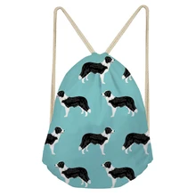 Бесшумные дизайнерские сумки на шнурке для женщин, с принтом в виде колли, с животными, удобный рюкзак для путешествий, сумки для хранения, спортивная сумка для женщин