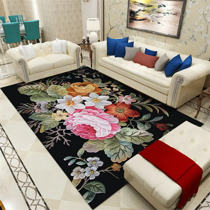 

3D Floral Carpets For Living Room Decorative Carpet Bedroom Home Sofa Coffee Table Rug Kids Room Crawling Floor Mat Soft Rugs