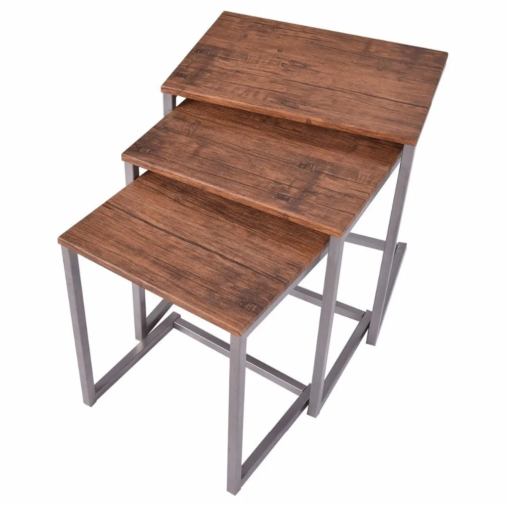 Giantex 3PCS Steel Stacking Nesting Coffee End Table Desk Set Nightstand Home Furniture HW52229 Giantex 3PCS Steel Stacking Nesting Coffee End Table Desk Set Nightstand Home Furniture HW52229