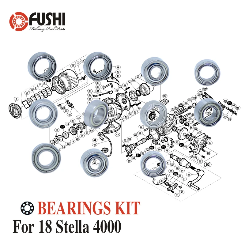 Fishing Reel Stainless Steel Ball Bearings Kit For Shimano 14 Stella 3000 HG 4000 4000 X G Spinning reels Bearing Kits