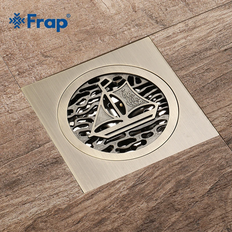 Frap New Bronze Shower Drain Pattern Brass Cover Carved Art Euro Floor