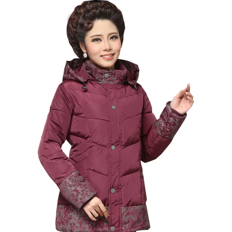 2016 winter coat women jacket for elderly fashion mother winter coats feather lady big yards