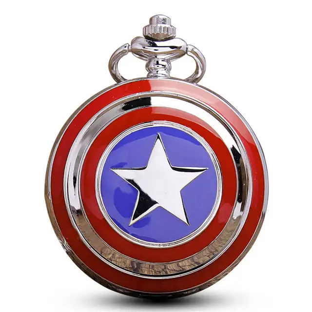 Captain America Pocket Watch Chains Necklace Pendant Modern For Women Men Pokcet Captain America Pocket Watch Chains Necklace Pendant Modern For Women Men Pokcet