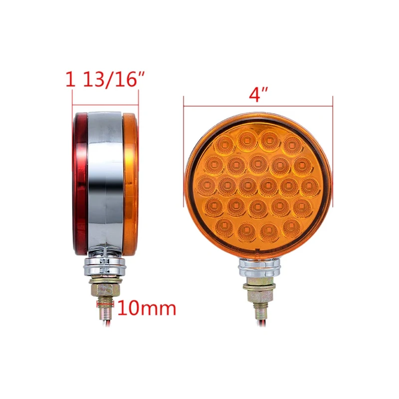 2X красный/янтарный 48 Led грузовик стоп поворот хвост шпильки двойные фары с хромированным корпусом