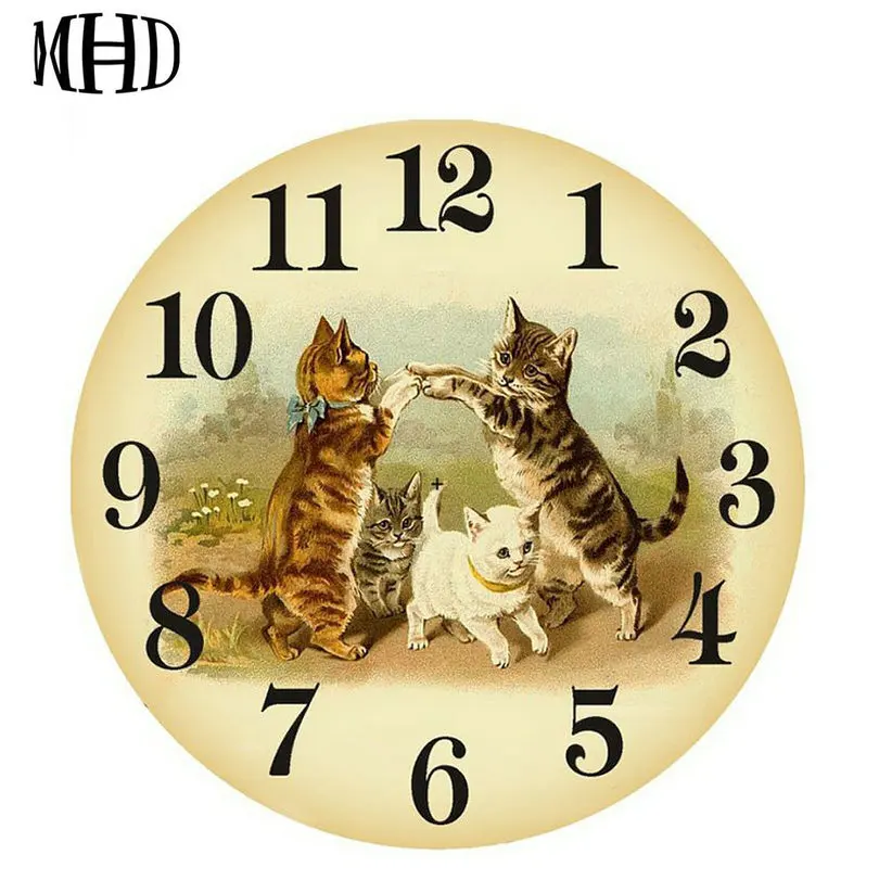 

MHD New 5D DIY Diamond Painting Cat Pattern Wall Clock Full & Round Stitch Mosaic Sewing Thread Decorative Gifts