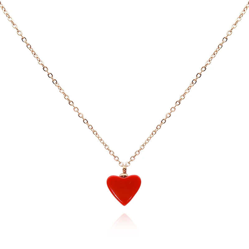 

Simple red love pendant ladies necklace fashion models female necklace