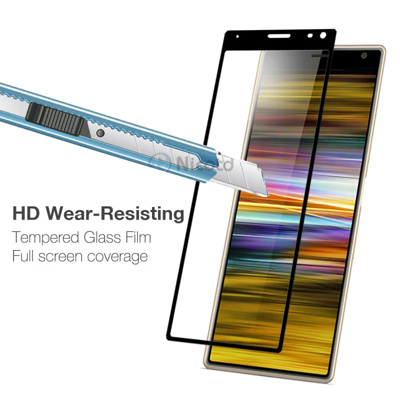 Nicotd 9H Tempered Glass for Sony Xperia 10 Full Cover Screen Protector for Sony Xperia 1 10 plus Glass Tempered Protective Film (2)