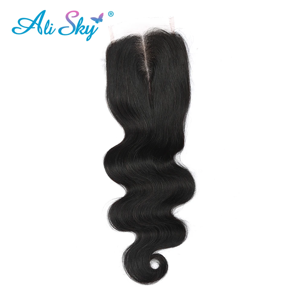Brazilian Body Wave 3pcs Hair Bundles Deal with 4x4 Lace closure 100%Human Hair weaves [Ali Sky]Middlle/Free/Three Part Non Remy