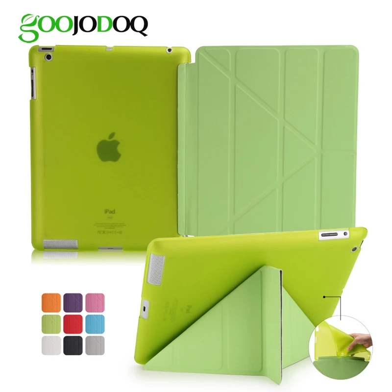 

Case For iPad 2 / iPad 3 / iPad 4 Case Silicone Soft Back PU Leather Smart Cover for Apple iPad 4 Case Multi-angle Stand