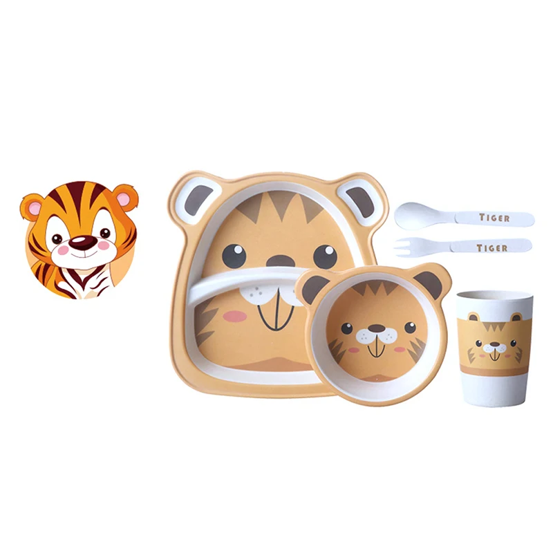 5pcs/set Baby Cartoon Tableware Set Bamboo Fiber Material Children Dinner Plate+ Bowl +Cup+ Spoon +Fork Kids Tableware Set 5pcs/set Baby Cartoon Tableware Set Bamboo Fiber Material Children Dinner Plate+ Bowl +Cup+ Spoon +Fork Kids Tableware Set