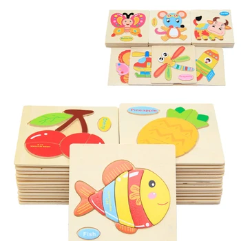 

Wood Puzzle Animal Transport Multi-Imensional 3D Jigsaw Multilayer Cartoon Puzzle Educational Montessori Toy for Child